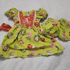 Ricrac & Ruffles Christmas dress w/bloomers Size 3T